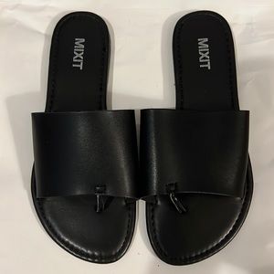 Black slip on sandals